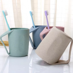 40 Pks Eco Friendly Wheat Stalk Sloping Mouth Upside Down Design Mouthwash Cup